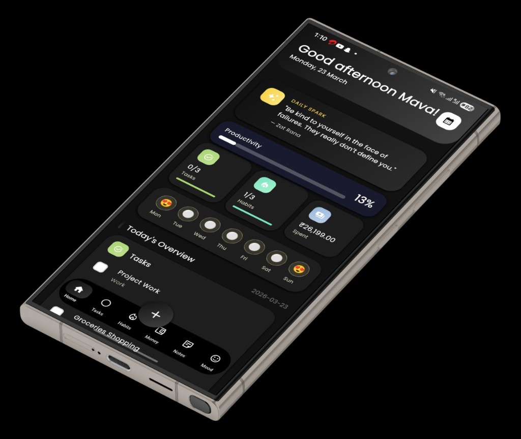 Habits tracker with streaks and grid