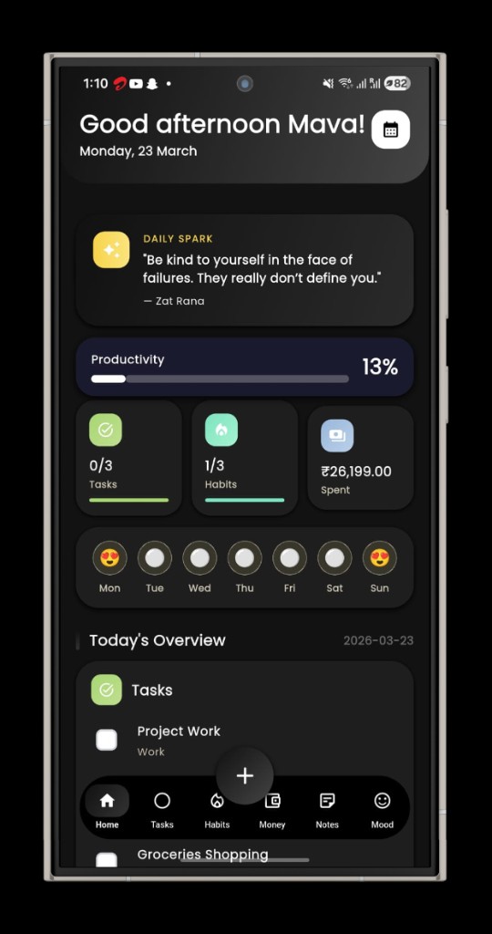 Nodal home dashboard on a phone