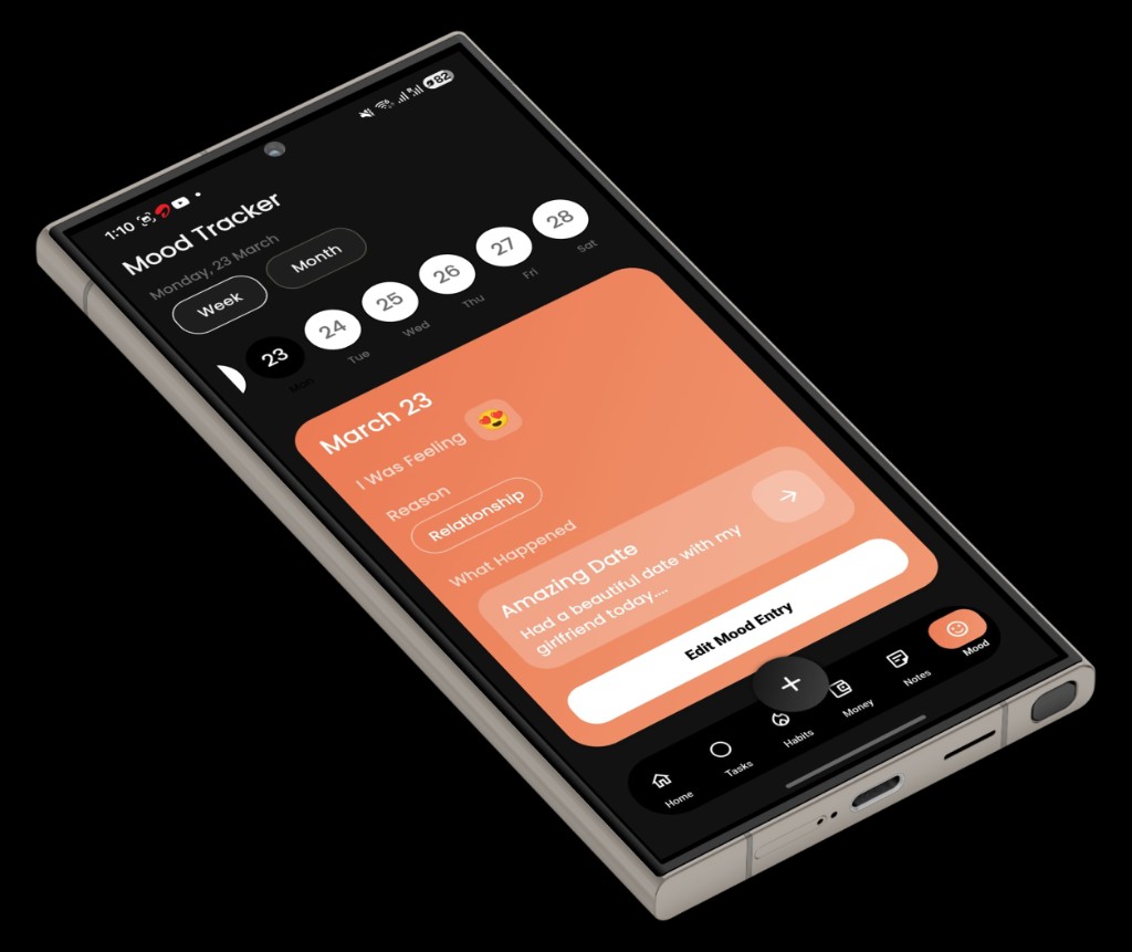 Mood tracker with weekly view